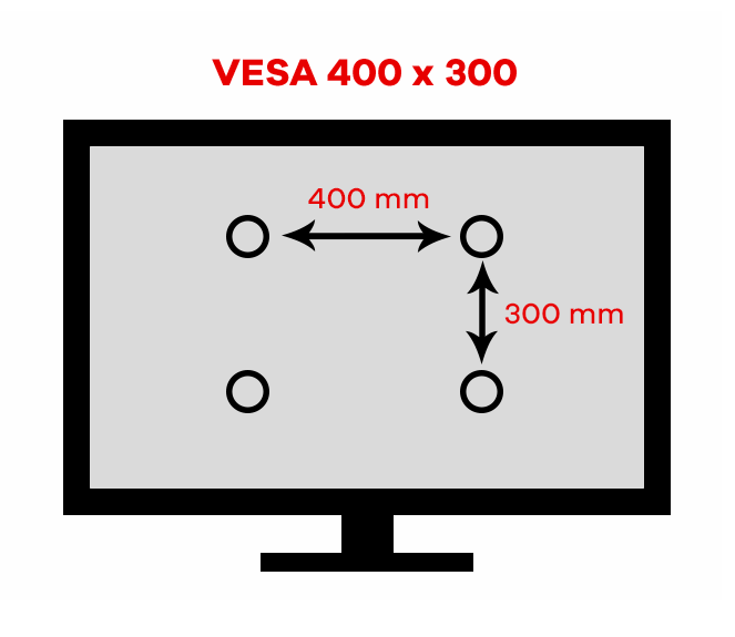 Support TV 23-55 pouces, compatible Vesa 100, 200, 300, 400. Fixe, charge  max 50 kg